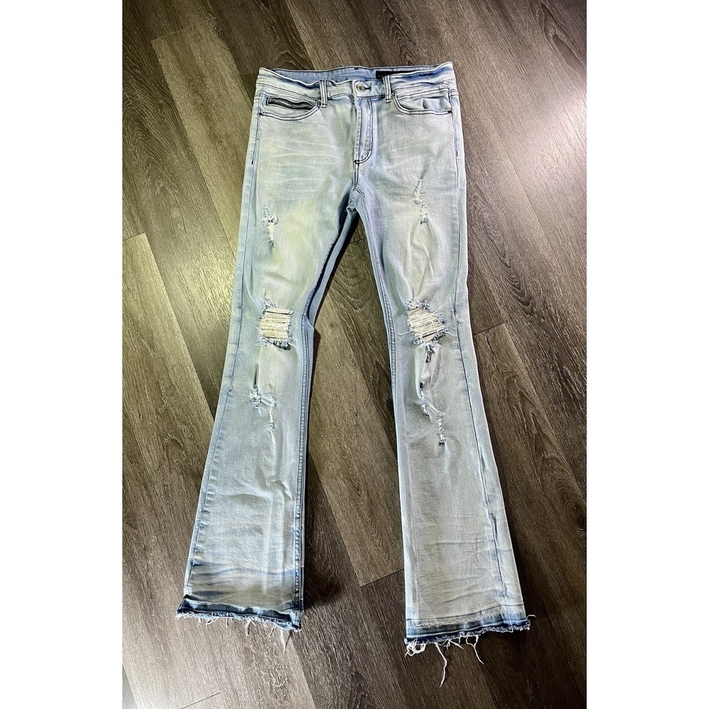 Rockstar Original Stacked Flare Distressed Denim Jeans RSM205, Men's Size 34